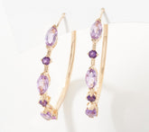 Affinty Gems Sterling Silver Oval & Round Amethyst Ombre Hoop Earrings